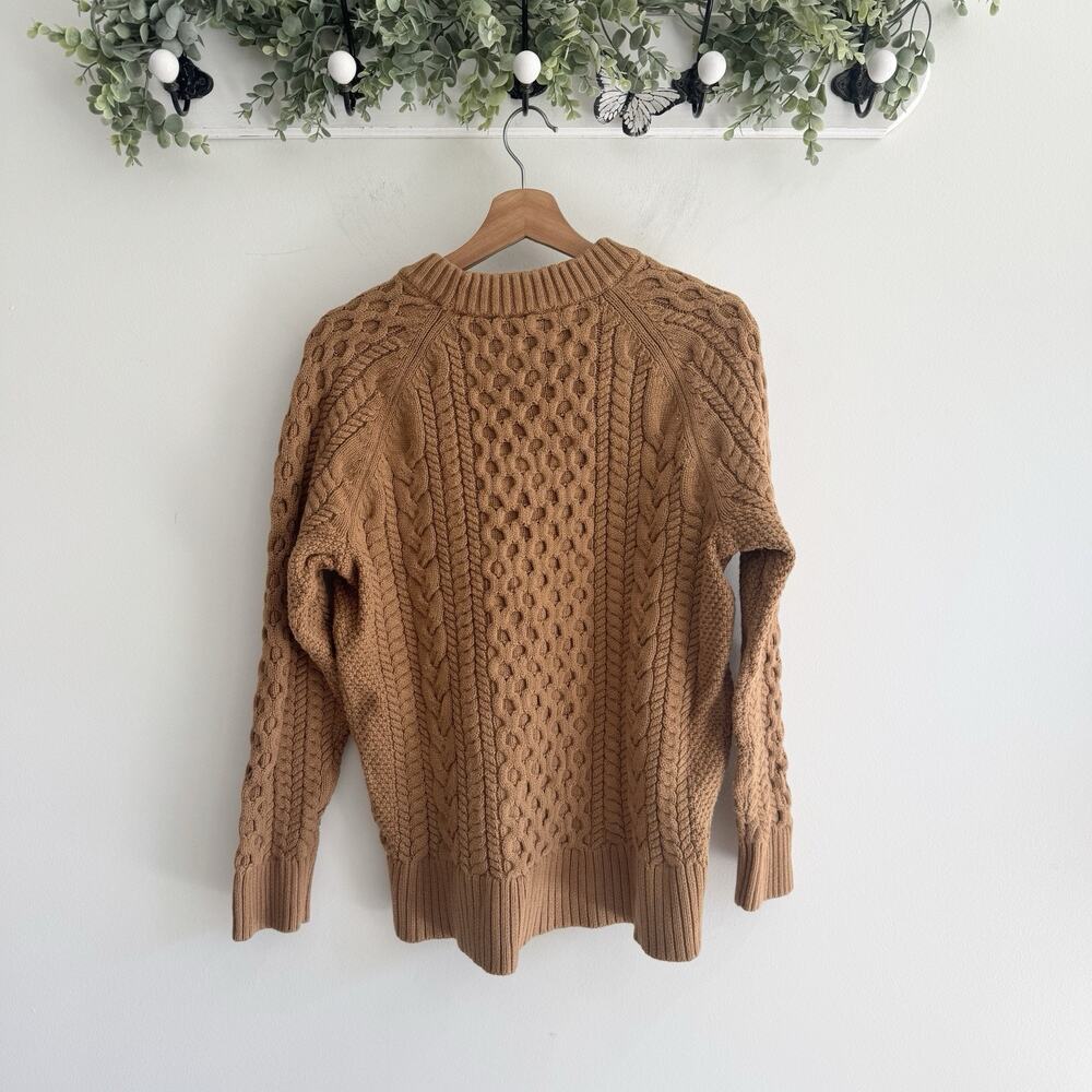 J. Crew Brown Cable Knit Crew Neck Sweater Medium - Picture 4 of 4
